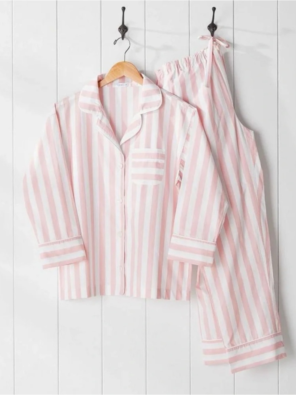 Serena & Lily Pink and White Striped Cotton Pajama Set